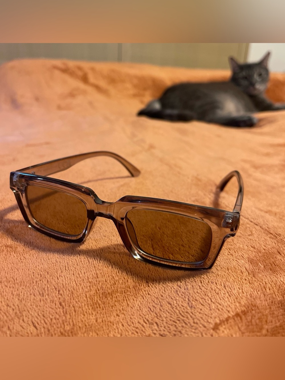 Dead stock - Brown Rectangular Men's Sunglasses - Classic Clear Frame